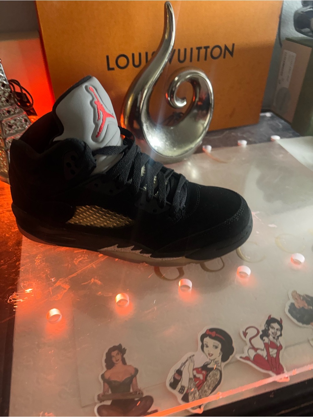 Air Jordan 5 Retro Black/Metallic Red Basketball Shoe